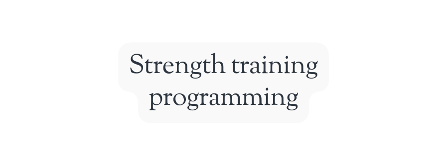 Strength training programming